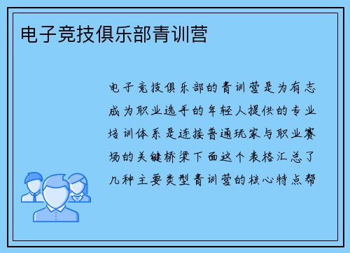 电子竞技俱乐部青训营